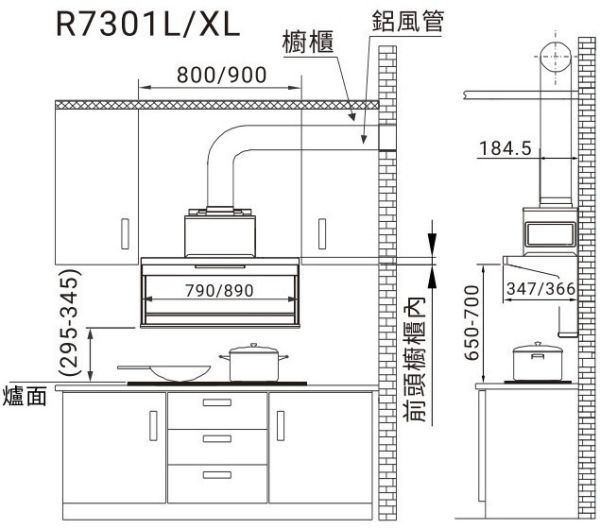 【日成】櫻花牌近吸型.全隱藏式油煙機 R7301 