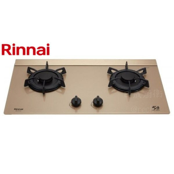 【日成】林內牌二口玻璃檯面爐 RB-F2610G(K) 藍光旋鈕 玫瑰金面板 只剩桶裝瓦斯 桃園廚具,日成,日成廚衛,日成廚衛生活館,日成廚具,金色,林內,瓦斯爐,甜甜價,優惠