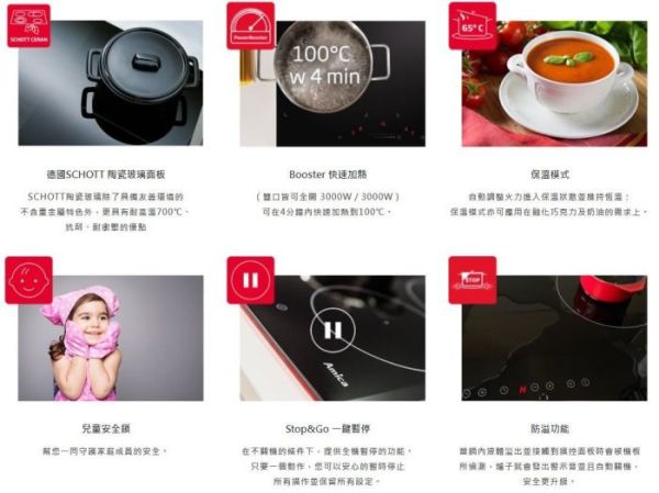 【日成】Amica 大雙口IH感應爐 3700W總功率 HIP-72B2S2 