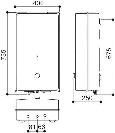 RU-A1023RF熱水器-林內-屋外-抗風-RF-環保無氧製程銅熱交換器-防空燒型銅製水盤-連續使用20分鐘自動熄火-尺寸