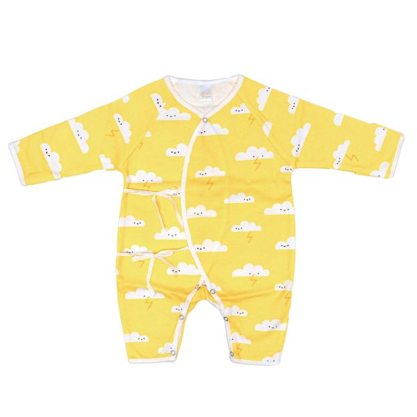 新生兒有機棉和尚服-黃色雲朵 有機棉,台灣製,新生兒,和尚服,紗布衣,肚衣,親生兒服飾,0-6個月,純棉,透氣寶寶衣