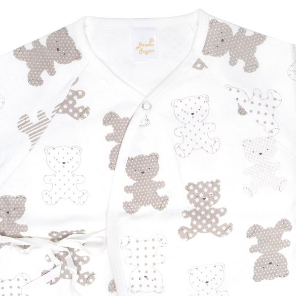 新生兒有機棉和尚服-泰迪熊 有機棉,台灣製,新生兒,和尚服,紗布衣,肚衣,親生兒服飾,0-6個月,純棉,透氣寶寶衣