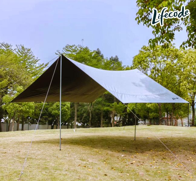 【LIFECODE】方型黑膠天幕(420*410cm)-米色(大雙峰天幕加購品) 12330243 LIFECODE,生活密碼,戶外露營用品,天幕,客廳帳,戶外用品,露營用品,折疊桌椅,烤肉架,帳篷,睡墊,OUTDOOR,CAMPING,車中床,充氣床,車泊