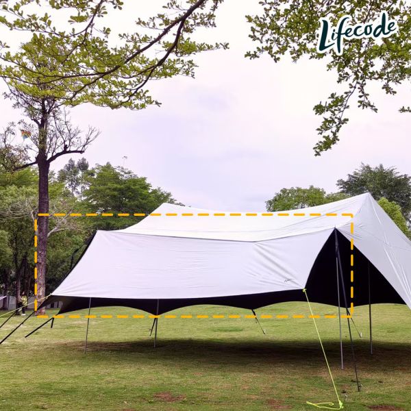 【LIFECODE】黑膠天幕遮陽布(400*148cm)-米色(大雙峰天幕加購品) 12330233 LIFECODE,生活密碼,戶外露營用品,天幕,客廳帳,戶外用品,露營用品,折疊桌椅,烤肉架,帳篷,睡墊,OUTDOOR,CAMPING,車中床,充氣床,車泊