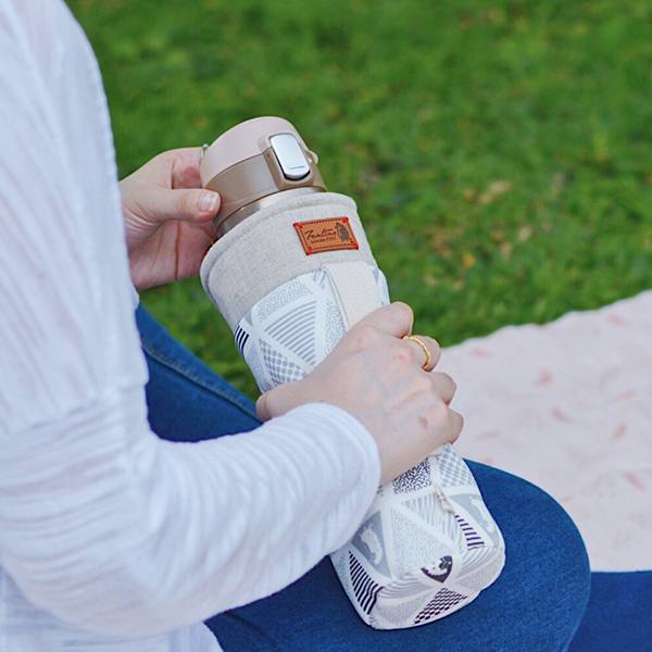 保溫防撞水壺袋／水瓶提袋（三角密室）-淺海藍 保溫袋,水壺袋,水壺提袋,保冰溫,手攜式,防撞,防摔,保溫瓶,玻璃瓶,水壺,學生,保溫杯套,隔熱保護,水杯套