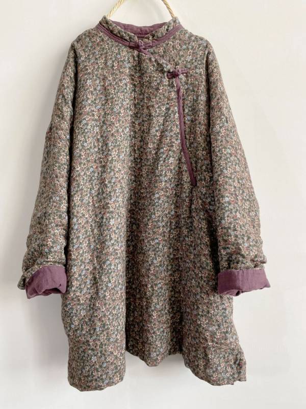 燕燕~棉麻商品~冬季款  中國風復古民族 立領寬鬆型棉衣長袖棉麻衫 