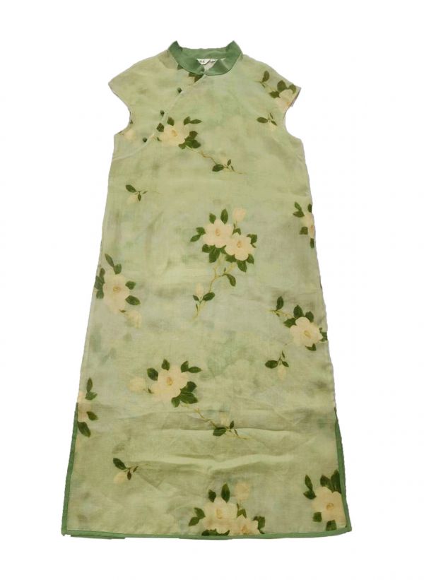 燕燕~苧麻  印花長旗袍 洋裝 連身裙 ab2222201 