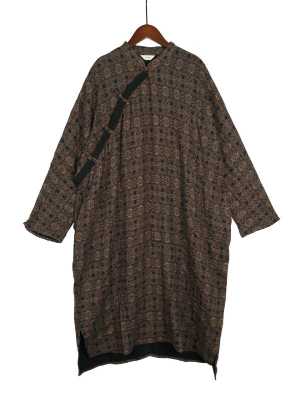 燕燕棉麻～復古印花雙層長袍 上衣 可當洋裝 連身裙。 ab2325801 