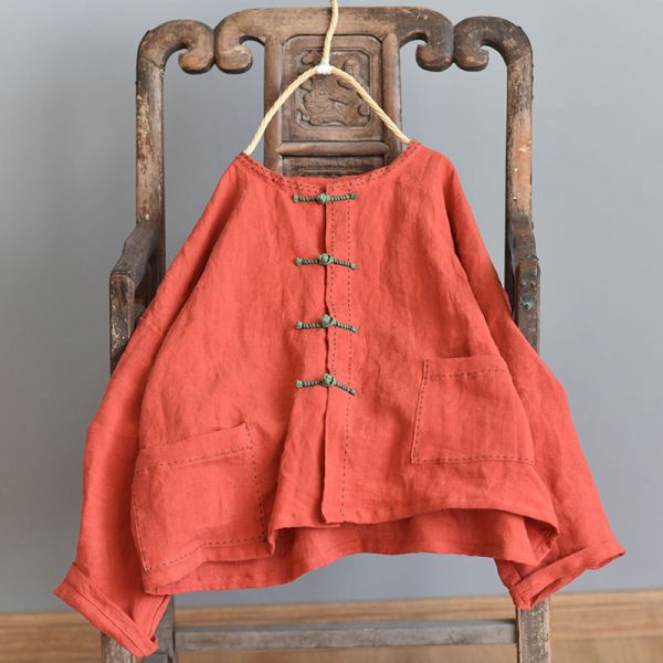 燕燕~棉麻商品~亞麻材質 盤扣開衫外套  禪意寬鬆茶服上衣 薄外套 