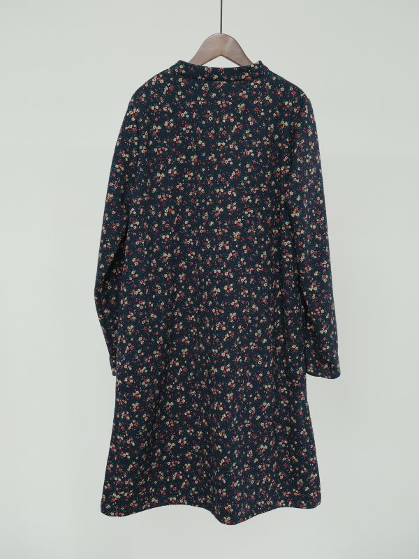 燕燕棉麻～秋冬款 復古新中式加厚印花中長旗袍 洋裝 連身裙  ab2322301 