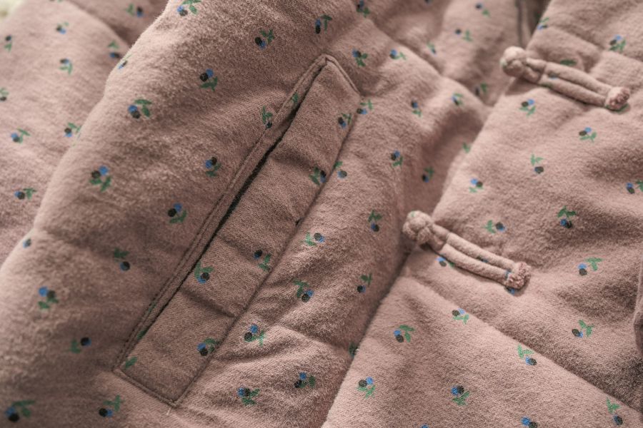 燕燕~棉麻商品~磨毛碎花壓條連帽加厚棉襖新中式盤扣對襟棉衣外套 ab2246101 