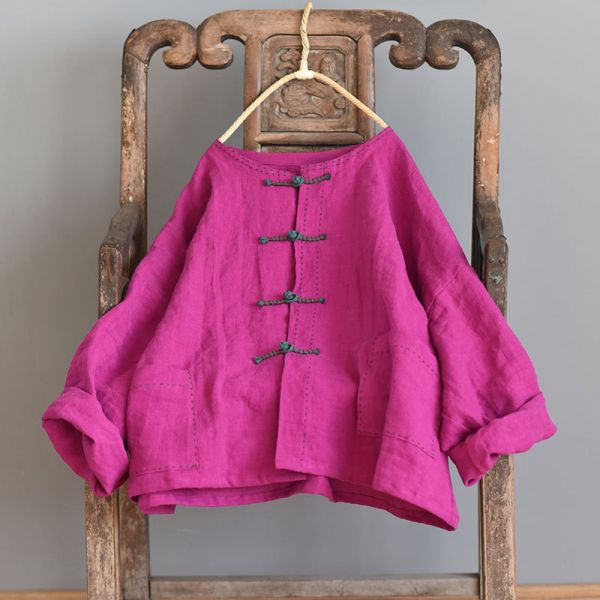 燕燕~棉麻商品~亞麻材質 盤扣開衫外套  禪意寬鬆茶服上衣 薄外套 