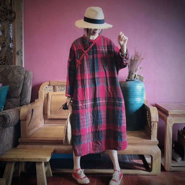 燕燕棉麻～舒適水洗花柄寬鬆花袍 洋裝 連身裙 ab162101 