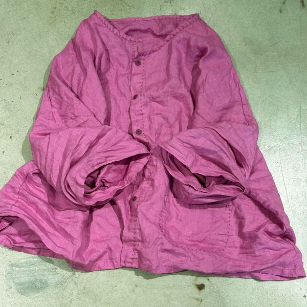 燕燕～夏季新款 休閒文藝百搭圓領亞麻開襟衫手工縫線小衫 外套 