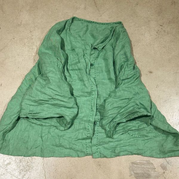 燕燕～夏季新款 休閒文藝百搭圓領亞麻開襟衫手工縫線小衫 外套 