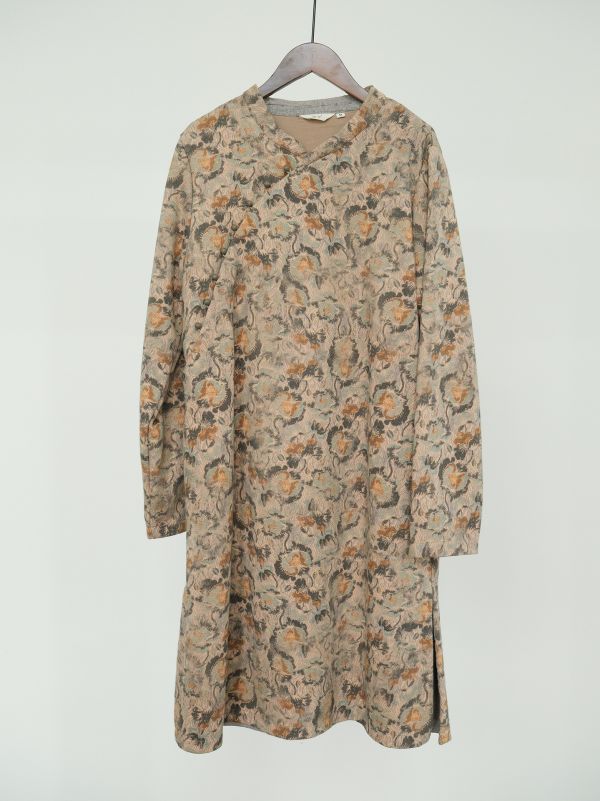 燕燕棉麻～秋冬款 復古新中式加厚印花中長旗袍 洋裝 連身裙  ab2322301 