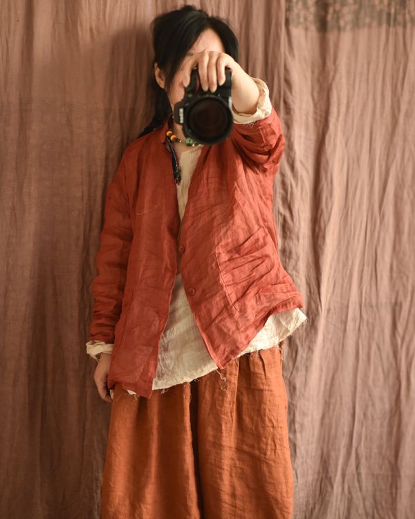 燕燕~棉麻商品~春夏款。輕薄苧麻 休閒文藝防嗮雙面雙色西裝外套 