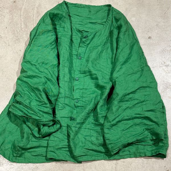 燕燕～夏季新款 休閒文藝百搭圓領亞麻開襟衫手工縫線小衫 外套 