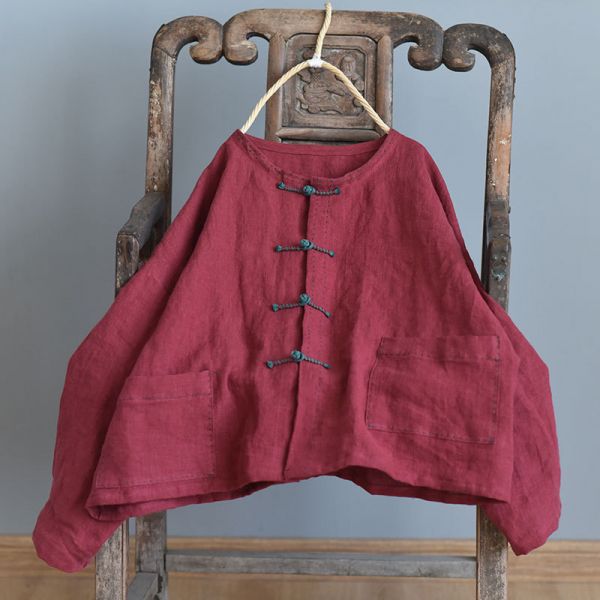 燕燕~棉麻商品~亞麻材質 盤扣開衫外套  禪意寬鬆茶服上衣 薄外套 