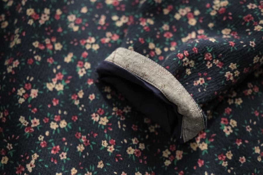 燕燕棉麻～秋冬款 復古新中式加厚印花中長旗袍 洋裝 連身裙  ab2322301 