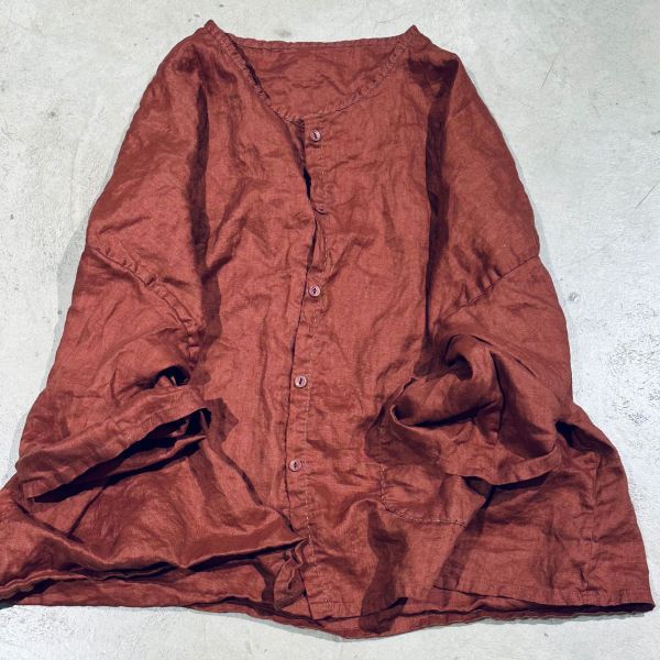 燕燕～夏季新款 休閒文藝百搭圓領亞麻開襟衫手工縫線小衫 外套 