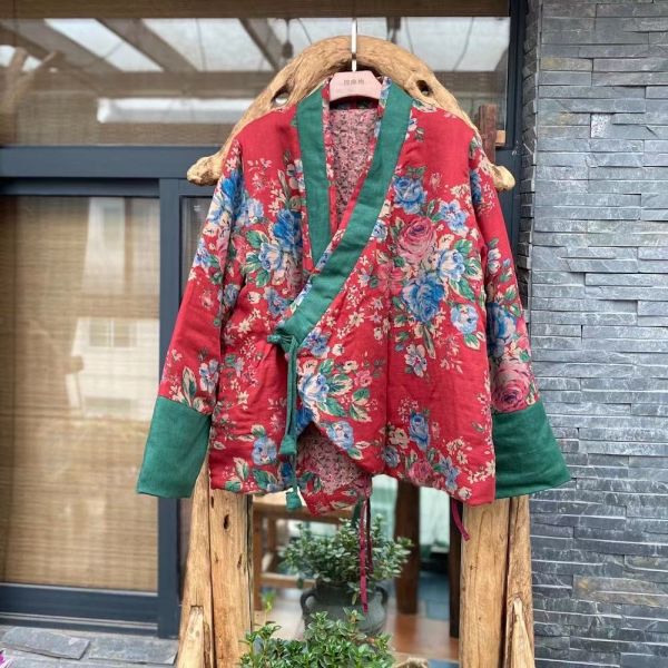 燕燕~棉麻商品~純亞麻  復古文藝斜襟簡約棉衣外套. ab179801 