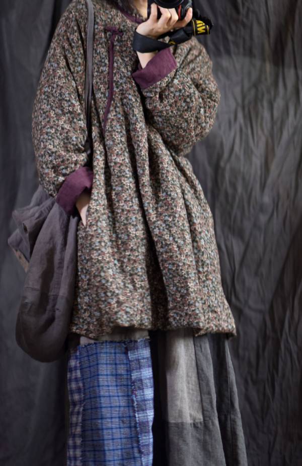 燕燕~棉麻商品~冬季款  中國風復古民族 立領寬鬆型棉衣長袖棉麻衫 