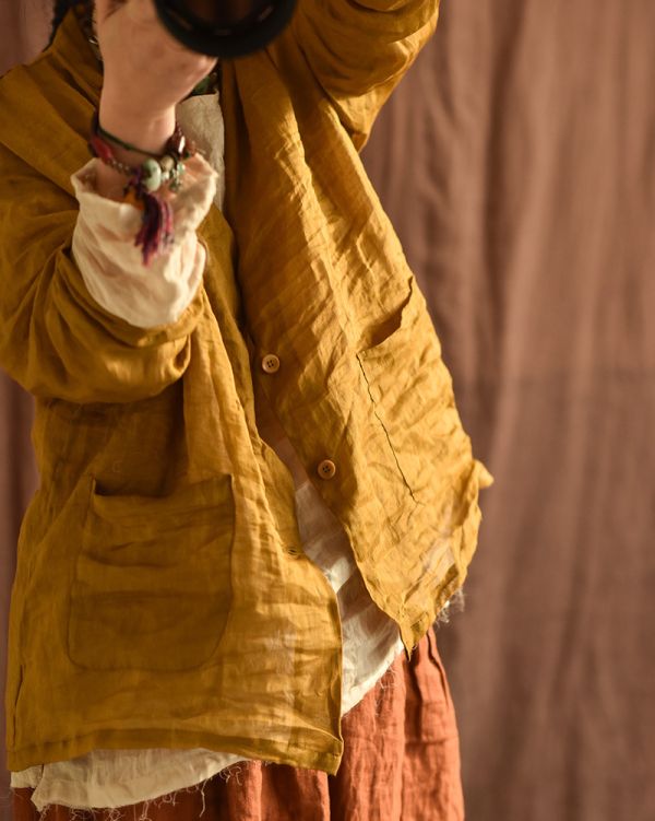 燕燕~棉麻商品~春夏款。輕薄苧麻 休閒文藝防嗮雙面雙色西裝外套 