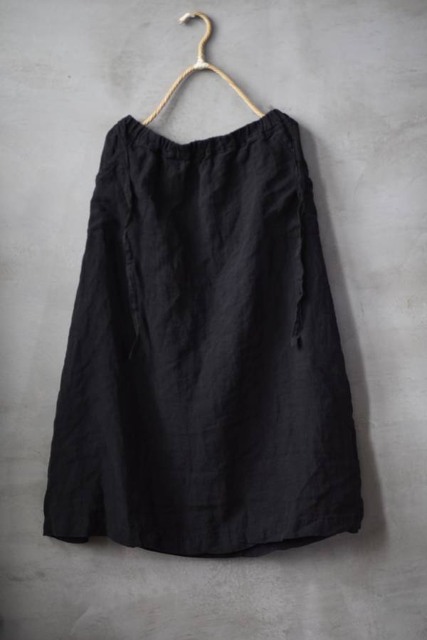 燕燕~棉麻商品~亞麻材質 水洗做舊口袋線跡鬆緊帶繫帶長裙 