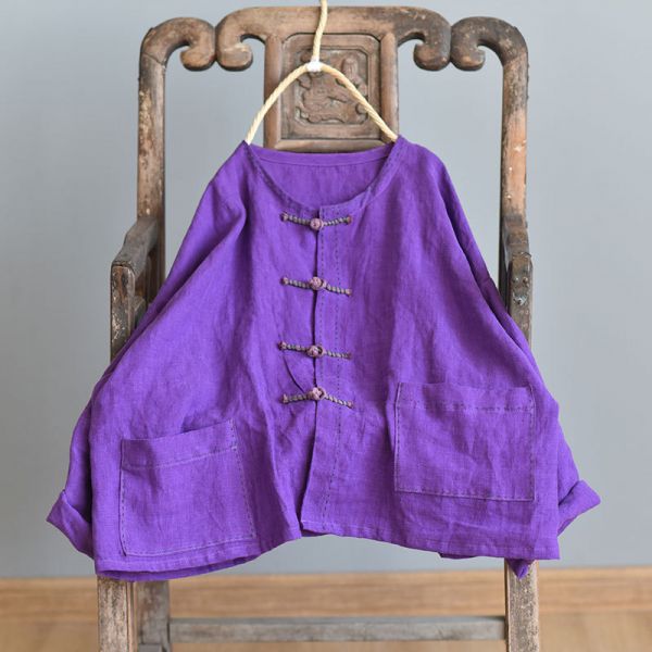 燕燕~棉麻商品~亞麻材質 盤扣開衫外套  禪意寬鬆茶服上衣 薄外套 