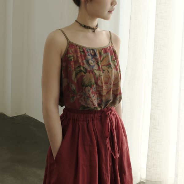 燕燕～雙層棉 復古數碼印花吊帶背心  ab2305401 