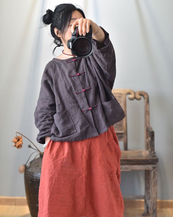 燕燕~棉麻商品~亞麻材質 盤扣開衫外套  禪意寬鬆茶服上衣 薄外套 