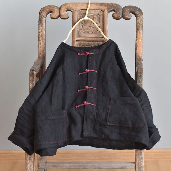 燕燕~棉麻商品~亞麻材質 盤扣開衫外套  禪意寬鬆茶服上衣 薄外套 