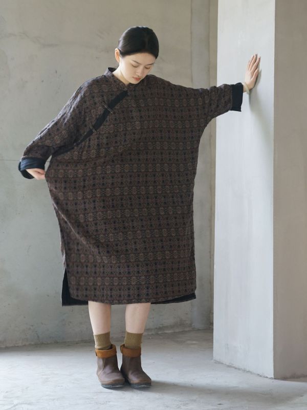 燕燕棉麻～復古印花雙層長袍 上衣 可當洋裝 連身裙。 ab2325801 