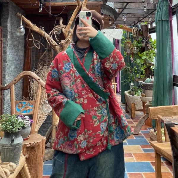 燕燕~棉麻商品~純亞麻  復古文藝斜襟簡約棉衣外套. ab179801 