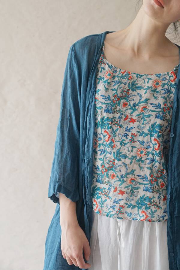 燕燕~棉麻商品~苧麻材質 吊帶印花背心 細肩帶背心 1-2223 