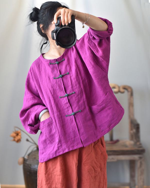 燕燕~棉麻商品~亞麻材質 盤扣開衫外套  禪意寬鬆茶服上衣 薄外套 