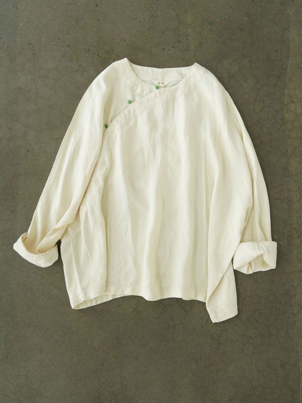 燕燕~天絲提花~廓形蝙蝠袖襯衫 中國式斜襟珠扣茶服上衣。 ab2421301 