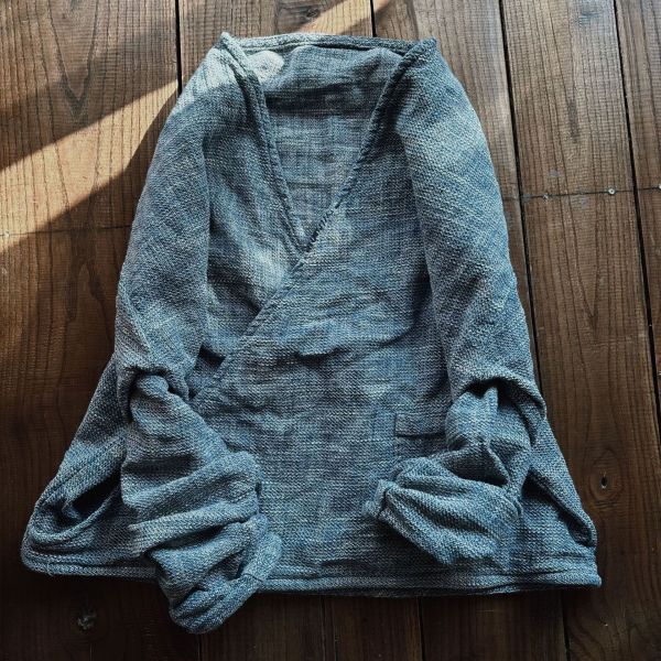 燕燕~春季新款 亞麻  百搭休閒文藝肌理色織慵懶V領套頭小衫 上衣 襯衫 外套 長袖棉麻衫 