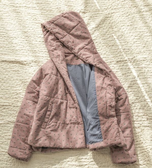 燕燕~棉麻商品~磨毛碎花壓條連帽加厚棉襖新中式盤扣對襟棉衣外套 ab2246101 