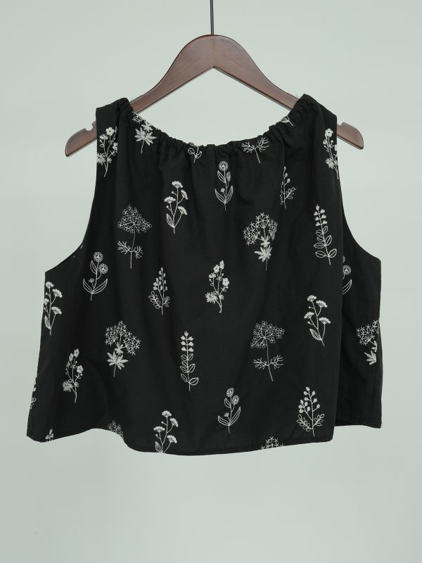 燕燕棉麻～精梳棉繡花  田園生活寬鬆繫帶背心吊帶上衣   ab2318301 