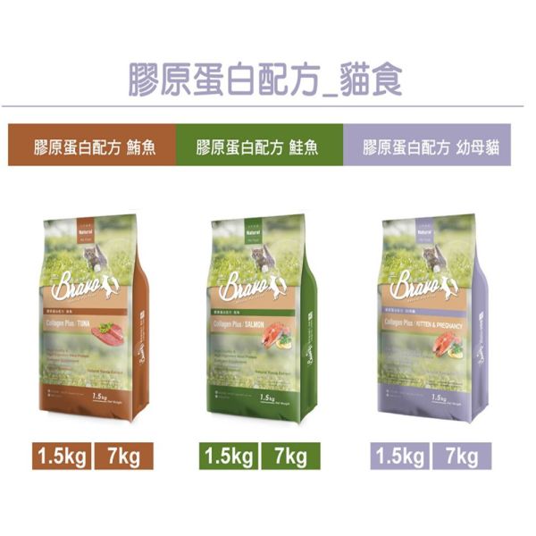 Bravo 自然禮讚 貓飼料 1.5KG 膠原蛋白配方  幼母貓/鮭魚/鮪魚｜貓咪成長保健糧 Bravo 自然禮讚 貓飼料

膠原蛋白配方 貓糧

幼貓飼料 推薦

懷孕母貓飼料

鮭魚貓飼料 1.5kg

鮪魚貓飼料 小包裝

幼母貓營養配方

貓咪毛髮保健飼料

消化保健 貓飼料

Cat Food Collagen Plus