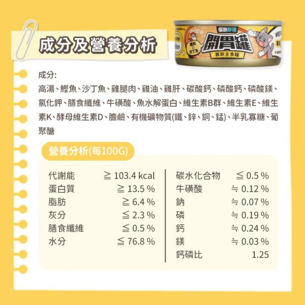 【怪獸部落 Litomon】慕斯主食罐  82g 鮭魚貽貝/虱目魚鬼頭刀/雞肉沙丁魚 怪獸部落 慕斯主食罐

貓咪主食罐推薦

貓罐頭 82g

貓咪濕糧

鮭魚貽貝貓罐頭

虱目魚貓罐頭

雞肉沙丁魚罐頭

挑嘴貓罐頭

LitoMon 貓咪主食

台灣貓罐品牌