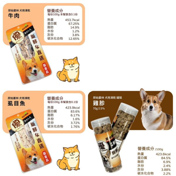 【原始叢林 WILD JUNGLE】 狗凍乾 罐裝 / 袋裝10g / 70g / 80g |  雞肉 牛肉 鮪魚 虱目魚 起司 多種口味寵物零食 | 天然凍乾 狗狗點心 狗凍乾、原始叢林凍乾、狗零食、狗零食推薦、天然狗零食、狗凍乾零食、雞肉凍乾、牛肉凍乾、鮪魚凍乾、虱目魚凍乾、起司凍乾、狗點心、狗訓練零食、犬貓凍乾、MIT 狗零食