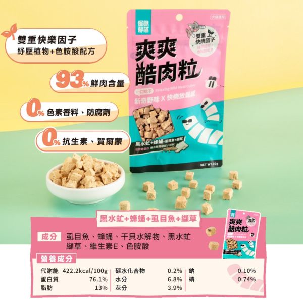 【怪獸部落 LitoMon】 爽爽酷肉粒 20g｜貓狗零食 鱷魚雞肉/袋鼠肉/黑水虻高蛋白凍乾 點心 怪獸部落爽爽酷肉粒, 怪獸部落零食, 凍乾寵物零食, 狗狗零食推薦, 貓零食推薦, 高蛋白寵物零食, 黑水虻寵物零食, 袋鼠肉貓狗零食, 鱷魚肉貓狗零食, 健康寵物零食