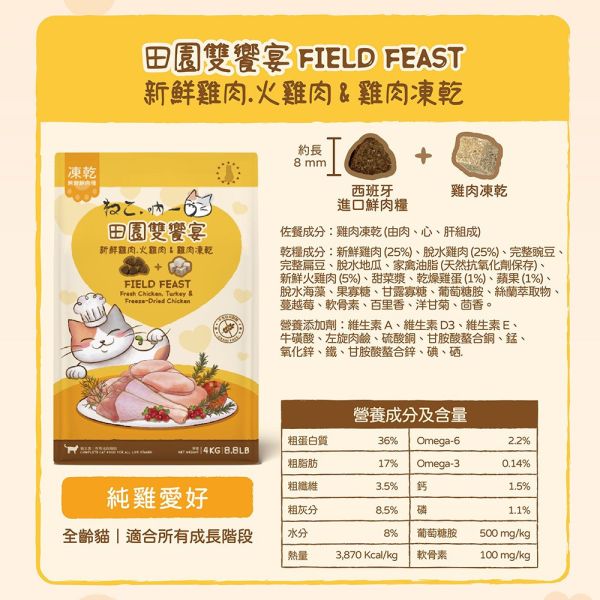 【吶一口 Neko 】 凍乾無穀鮮肉糧 4kg｜海洋雙饗宴｜田園雙饗宴｜室內貓配方｜高蛋白無穀主食貓糧 吶一口, 吶一口貓糧, 無穀貓糧, 凍乾貓糧, 高蛋白貓糧, 貓主食, 海洋雙饗宴, 田園雙饗宴, 室內貓配方, 全齡貓飼料, 亮毛貓糧, 健康腸胃貓糧, 貓飼料推薦