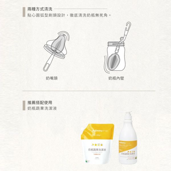 媽咪小站 Mammyshop 旋轉海綿奶瓶刷 附奶嘴刷 