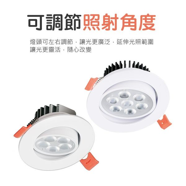 認證通過 LED 7公分 9公分 可調角度崁燈 快速接頭 全電壓 七珠 聚光投射 護眼無藍光 保固兩年 可調角崁燈,LED崁燈,嵌燈,聚光燈,投射燈具,7cm崁燈,9cm崁燈,快速接頭燈,無藍光燈,護眼燈具