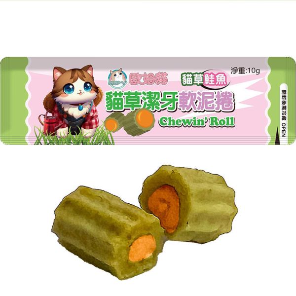 【歐姆貓 OMO】潔牙軟泥捲 10g 貓草零食推薦｜鮭魚/鮪魚/干貝/羊奶 10g 單支裝｜貓咪潔牙保健零食 貓草零食、潔牙零食、潔牙軟泥捲、貓咪潔牙保健、貓零食推薦、貓咪口腔保健、貓草鮭魚零食、貓草鮪魚零食、貓草干貝零食、貓草羊奶零食