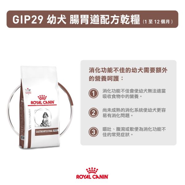 皇家【犬】GIP29 幼犬配方乾糧 GIP29 幼犬 腸胃道處方2.5kg 幼犬軟便吃什麼、狗狗拉肚子推薦飼料、狗腹瀉腸胃飼料、Royal Canin 幼犬處方飼料、腸胃敏感狗糧、GIP29 幼犬腸胃道、狗狗消化不良、IBD 飼料推薦、幼犬腹瀉乾糧、幼犬專用腸胃配方